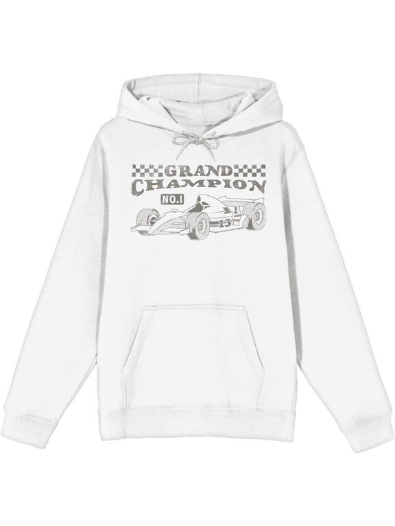 Formula One Grand Champion F1 Car Adult White Long Sleeve Hoodie-XL