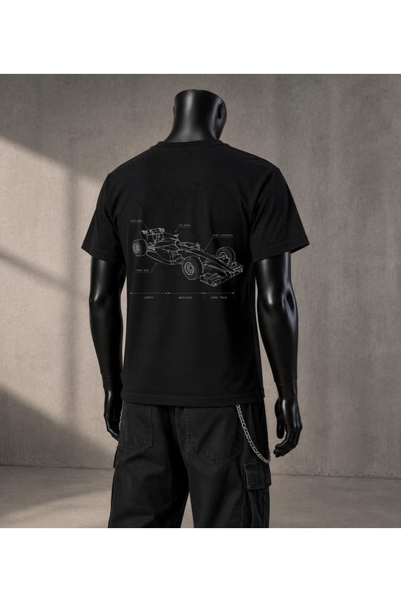 Formula Race Car Pit Crew Graphic Unisex Crewneck T-Shirt Black Small