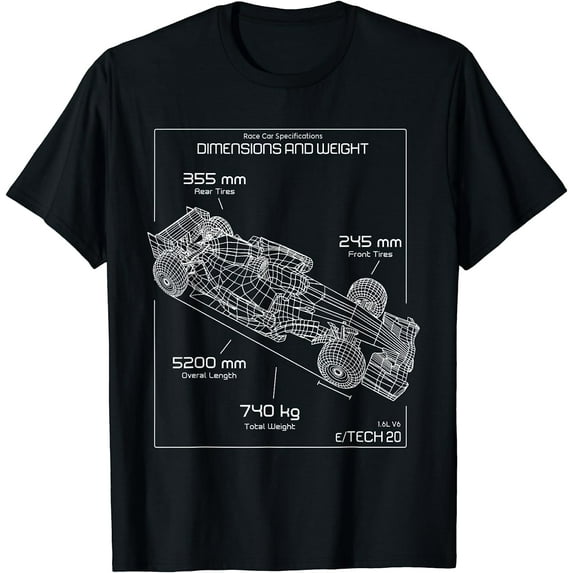 Formula Race Car Specifications Team Racing fan engineering T-Shirt Black Medium