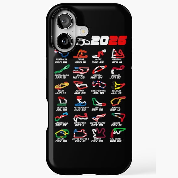 Formula Race Tracks 2026 iPhone Case 11 through 17 Pro Max