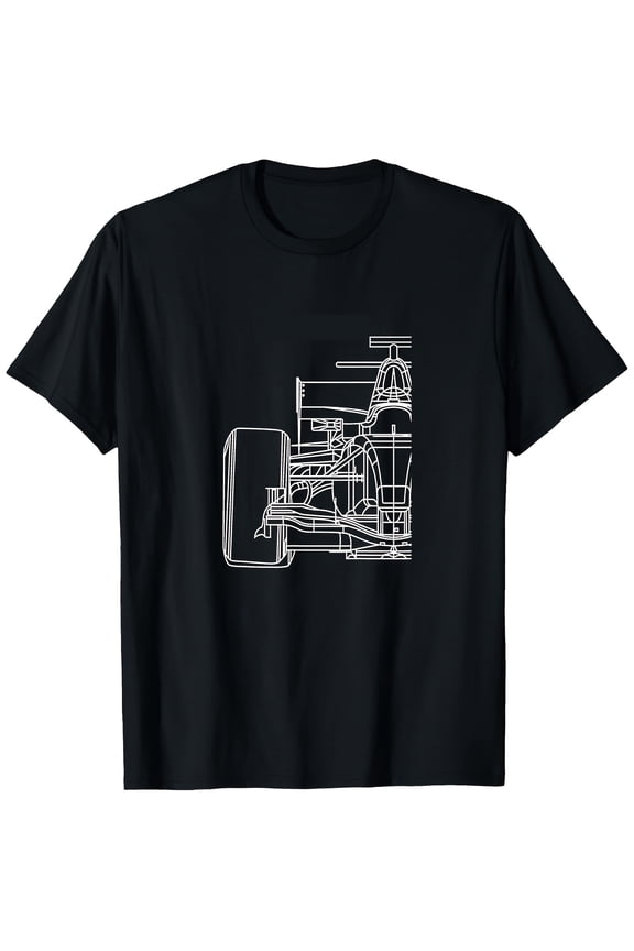 Formula Racecar Schematic Race Car Driver Formula Racing180g Pure Cotton Crew Neck Graphic T-Shirt, Soft and Comfortable, Suitable for All Seasons, Machine Washable, Available in S-2xl,