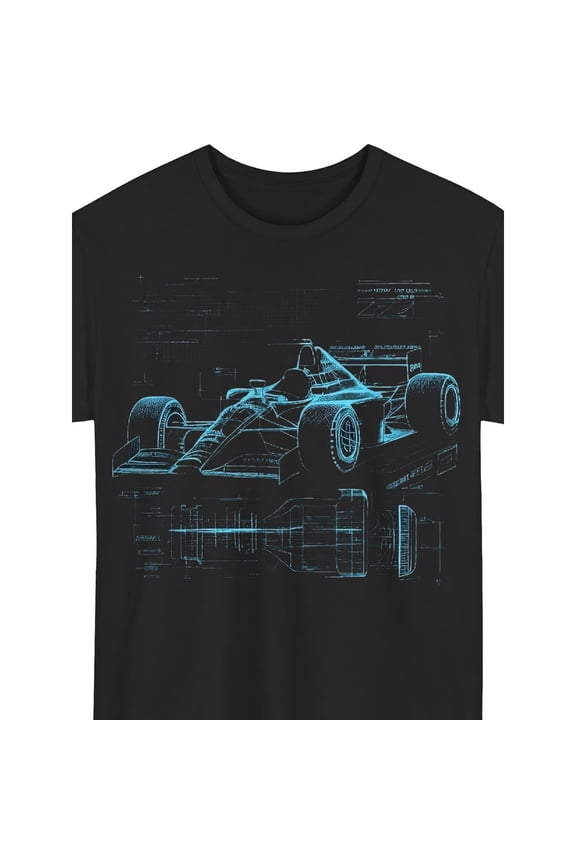 Formula Racing Car Front Wheel Graphic Heavyweight Unisex T-Shirt, up to Size 5XL