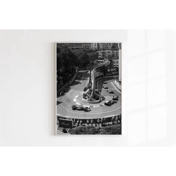 Formula Racing Poster, Black White F1 Racetrack Poster Size 24''x36'' Googate