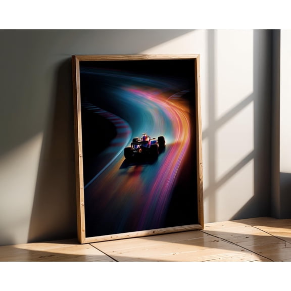 Formula Racing Track Long Exposure Poster , Poster Only