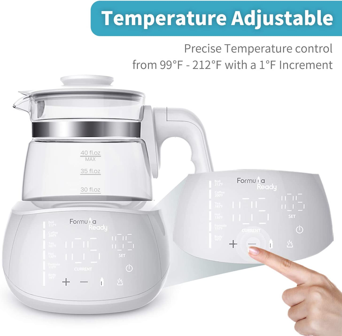 Formula Ready Baby Water Kettle One Button Boil Cool Down and Keep