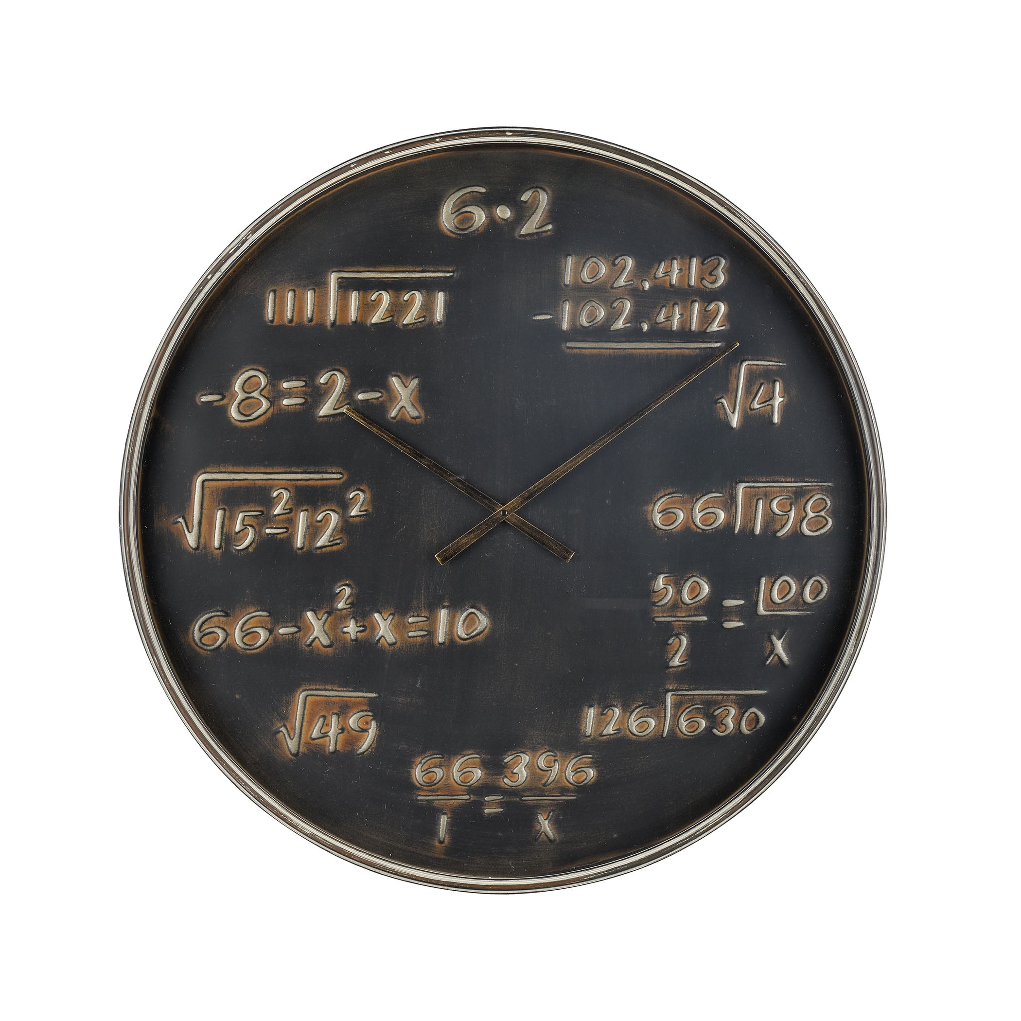 Formula Wall Clock in Black and Antique Gold