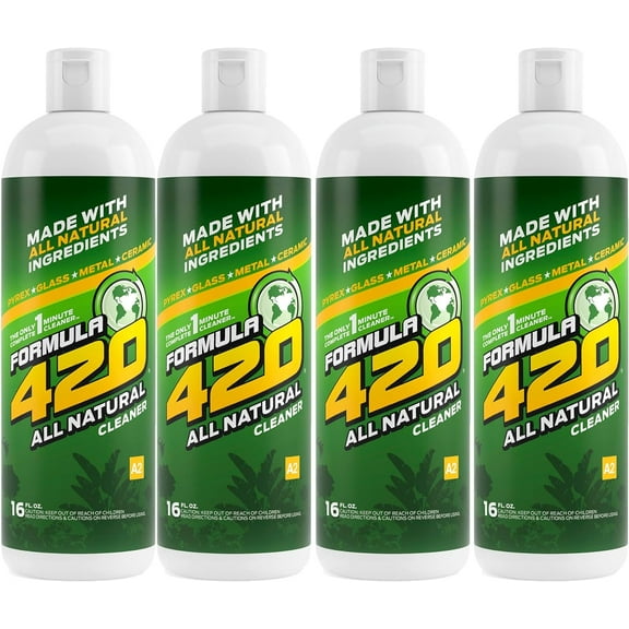Formula420 All Natural Cleaner by Formula 420 | Glass Cleaner | Cleaner Value Pack | Safe on Glass, Metal, Ceramic, Quartz and Pyrex | A2 - All Natural 16 oz (4 Pack)