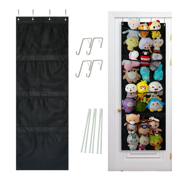 Formulamod Stuffed Animal Storage, Over Door Organizer Storage for Closet, Baby, Plush Toy, Stuffed Animal Holder with 4 Large Pockets, Hanging Door