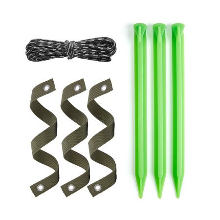 FormulaMod Tree Stake Kit, 3 Durable Plant Stakes + 3 Flexible Tree Straps+ 26ft. Reflective Rope, Anchoring Kit for Young Trees