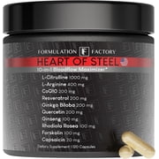 Formulation Factory Heart of Steel Blood Circulation Supplements, 10-in-1 Nitric Oxide Supplement with L-Citrulline & Resveratrol, 120 Capsules