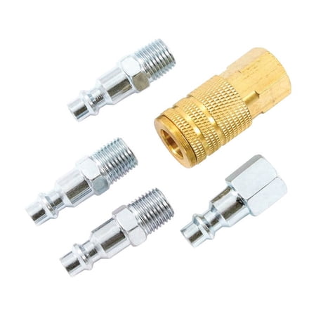 Forney 1892595 5 Piece Brass & Steel Air Coupler & Plug Set - 0.25 in. Female, Male NPT I & M