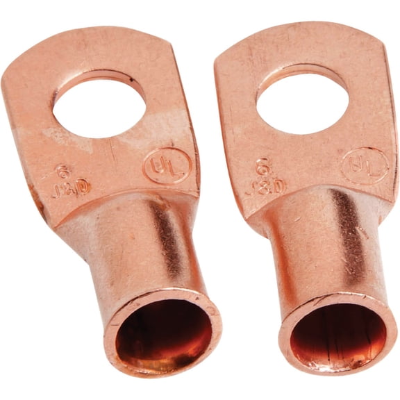 Forney 60091 Copper Cable Lugs, Number 6 Cable with 1/4-Inch Stud Size, 2-Pack