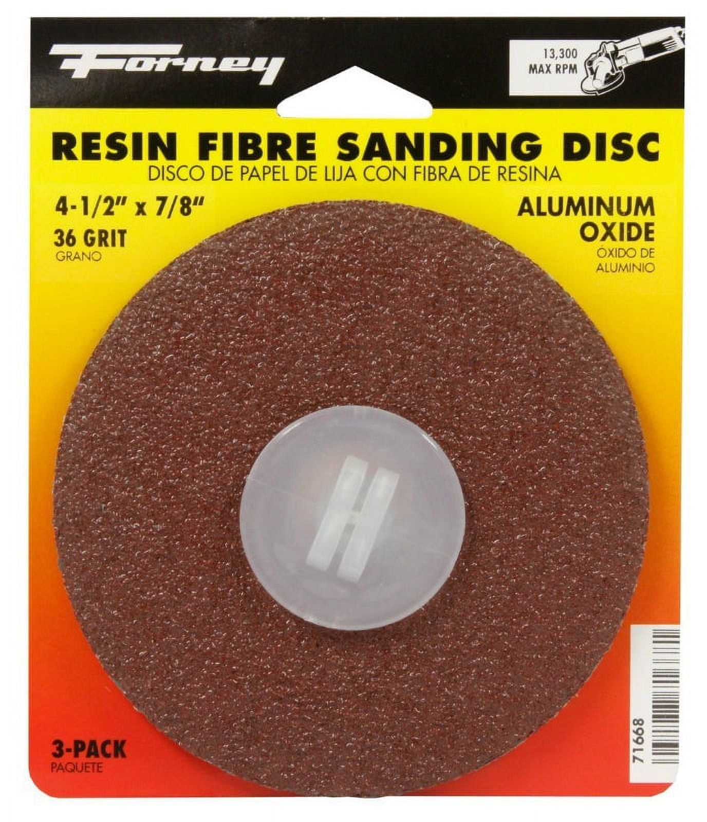Forney 71668 Aluminum Oxide Resin Fibre Sanding Disc, 7/8", 36 Grit, 3