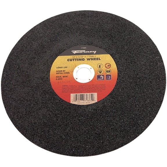 Forney 71865 Chop Saw Blade with 1-Inch Arbor, Metal Type 1, A36R-BF, 12-Inch-by-3/32-Inch