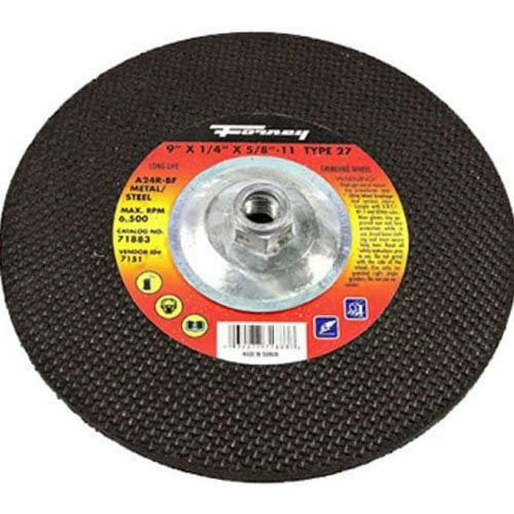Forney Grinding Wheel Type 27 - 5/8-11 Thread, 24 Grit, 9-Inch x 1/4-Inch
