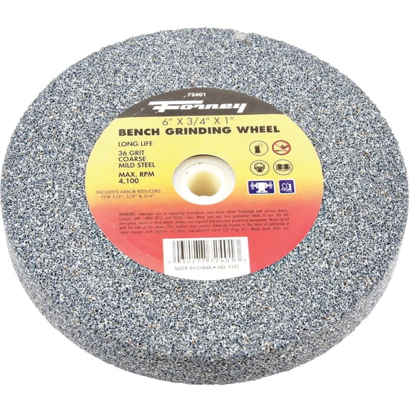Forney 72401 Bench Grinding Wheel, Vitrified with 1-Inch Arbor, 36-Grit, 6-Inch-by-3/4-Inch