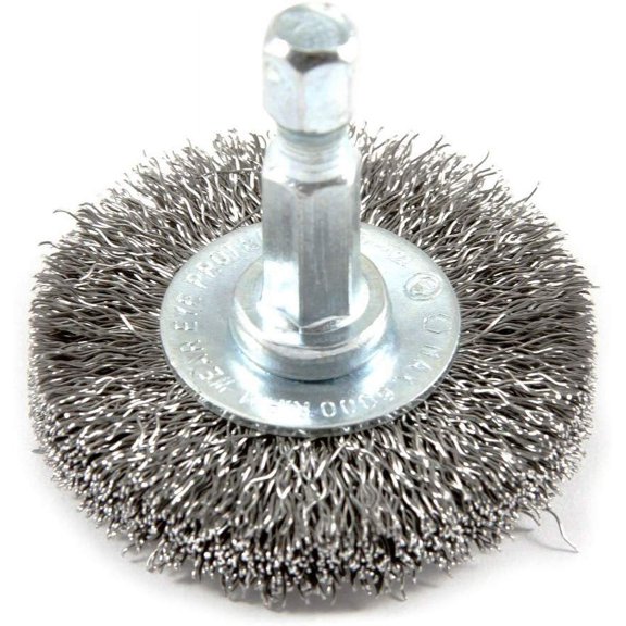 Forney Wire Wheel Brush Fine Crimped Hex Shank - 1-1/2-Inch-by-.008-Inch