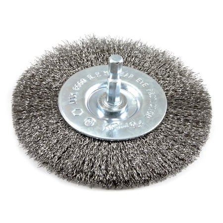 Forney 72740 Wire Wheel Brush, Fine Crimped with 1/4-Inch Hex Shank, 4-Inch-by-.008-Inch