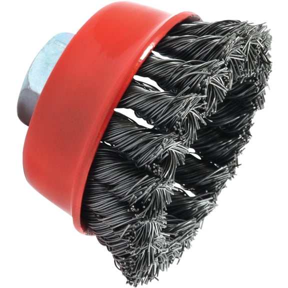 Forney 72757 Wire Cup Brush, Knotted with 5/8-Inch-11 Threaded Arbor, 2-3/4-Inch-by-.020-Inch