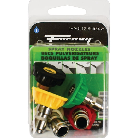 Forney 75148 Pressure Washer Accessories, Spray Nozzle Assortment, Quick Connect, 4.0mm, 5-Piece