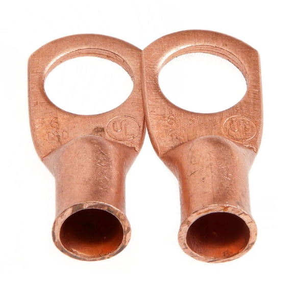 Forney Cable Lug, Premium Copper, #6 Cable x 3/8 in. Stud (Carded), 2-Pack, 1 each, sold by each