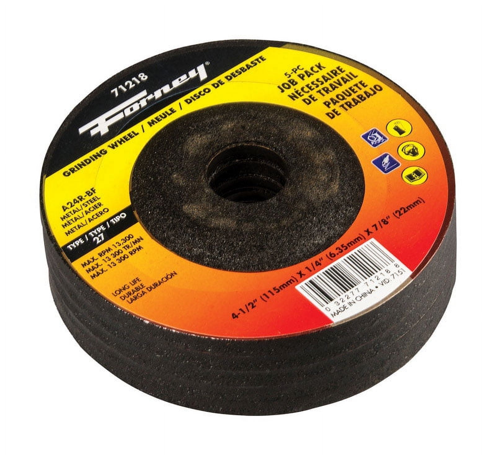 Forney Industries 5-Pack of Forney 71877 (4-1/2 in Metal Grinding Wheel)