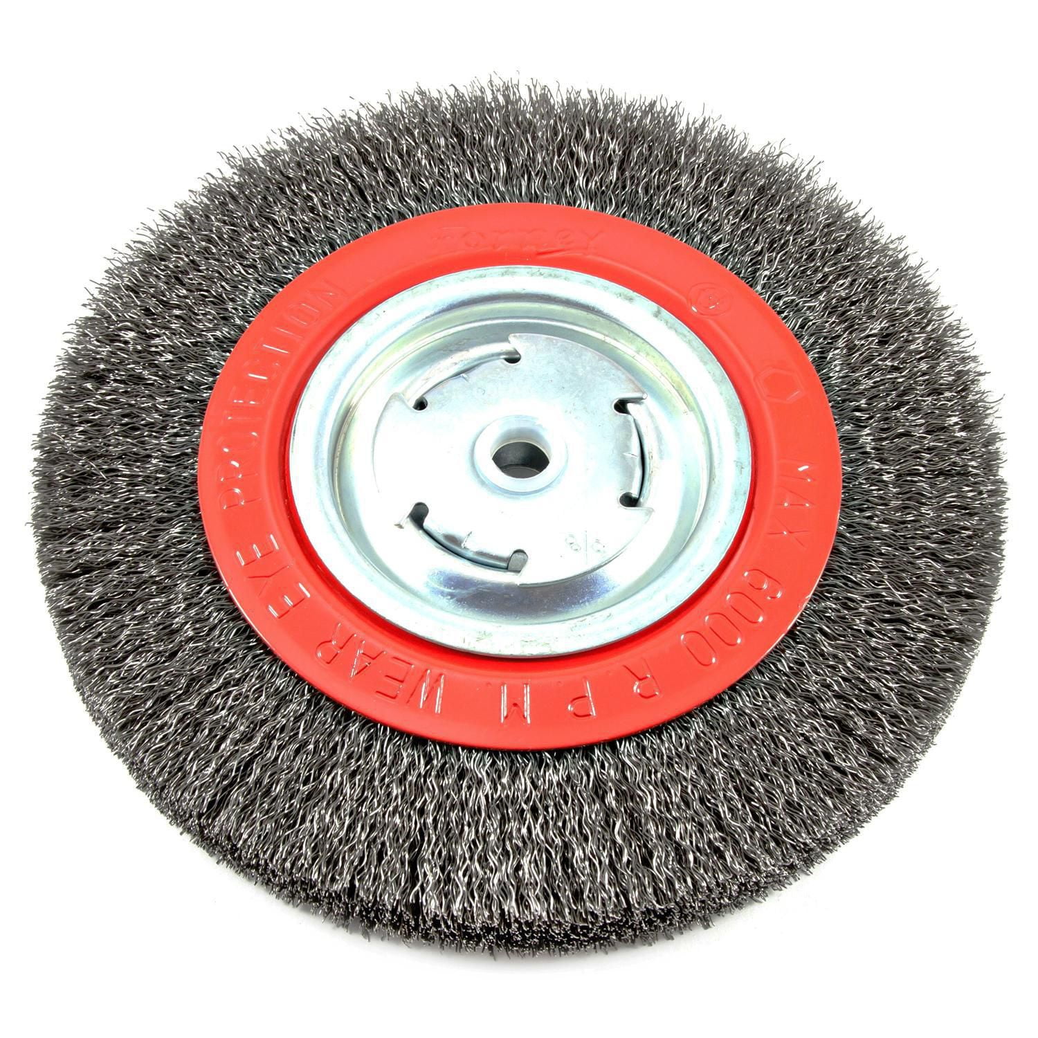 Forney Industries Wire Wheel, Crimped, 8 in x .014 in x 1/2 in - 5/8 in Arbor