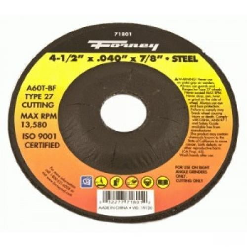 FORNEY INDUSTRIES INC Cutting Wheel, Type 27, 4.5 x .040-In. 71801
