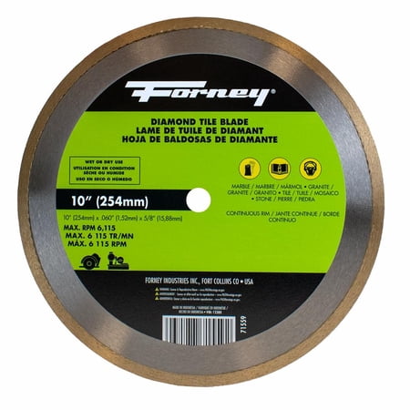 Forney Industries Diamond Tile Cutting Blade, 10 in