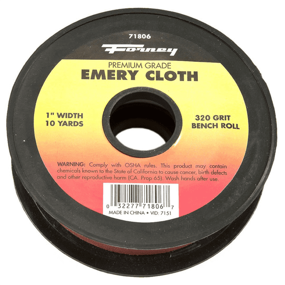Forney Industries Emery Cloth Bench Roll 1" x 10-Yard 320 Grit Sandpaper