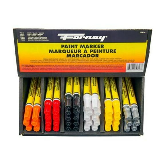 Forney Industries Paint Marker Display Set 70816 - Permanent Chisel Tip, Assorted Ink - 48 Piece