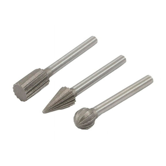 Forney Industries Mini-Rotary File Set with 1/8 in Shaft, 3 Piece