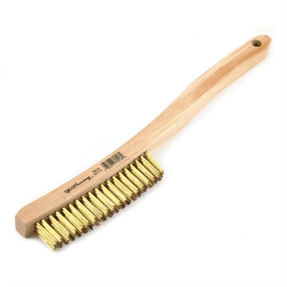 Forney Industries Scratch Brush with Long Handle, Brass, 3 x 19 Rows