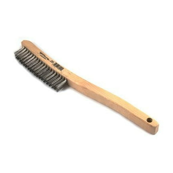 Forney Industries Scratch Brush with Long Handle, Stainless, 3 x 19 Rows
