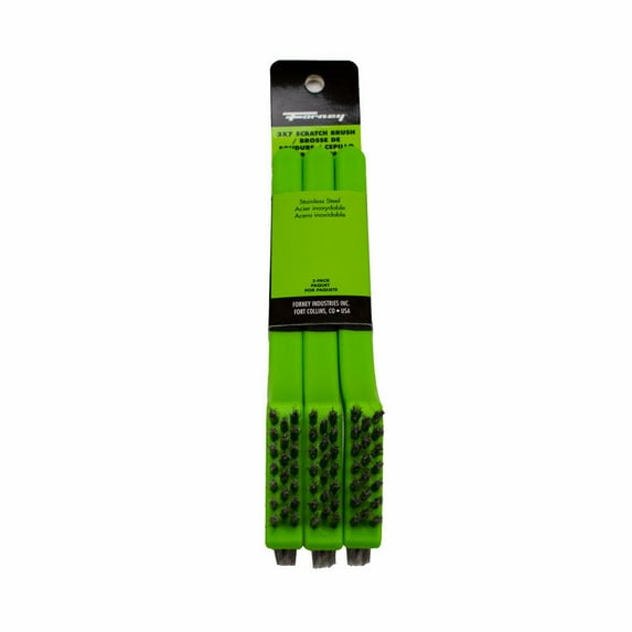 Forney Industries Scratch Brush with Plastic Handle, Nylon, 3 x 7 Rows, 3-Pack