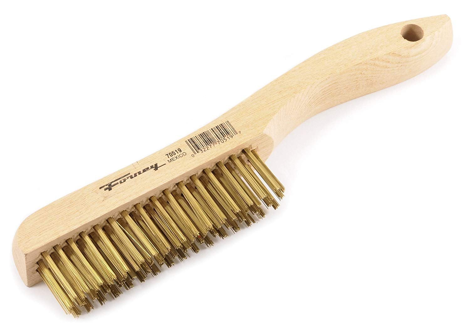 Forney Industries Scratch Brush with Shoe Handle, Brass, 4 x 16 Rows