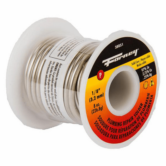 Forney Industries Solder, Lead Free (LF), Plumbing Repair, Solid Core, 1/8 in, 8 Ounce