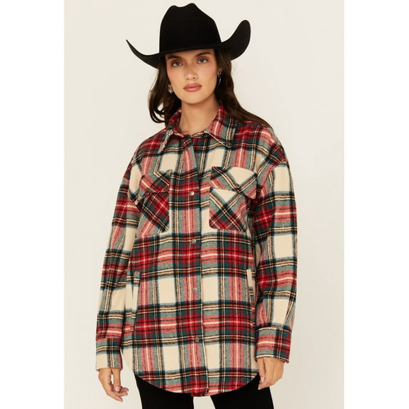 Fornia Women's Plaid Print Shacket - SHKT-TRT-BLU US