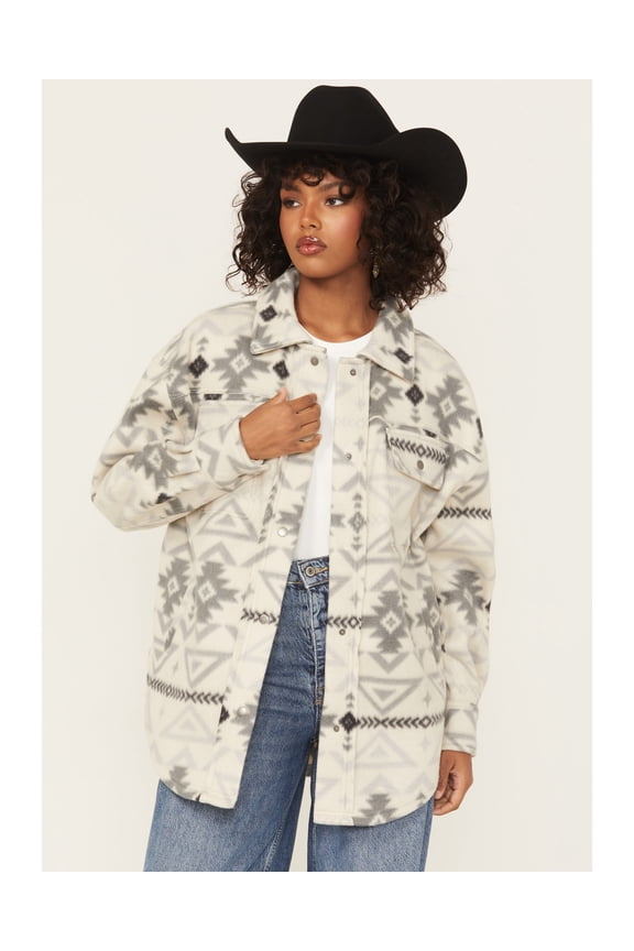 Women's Southwestern Print Fleece Snap Shacket Multi Medium US