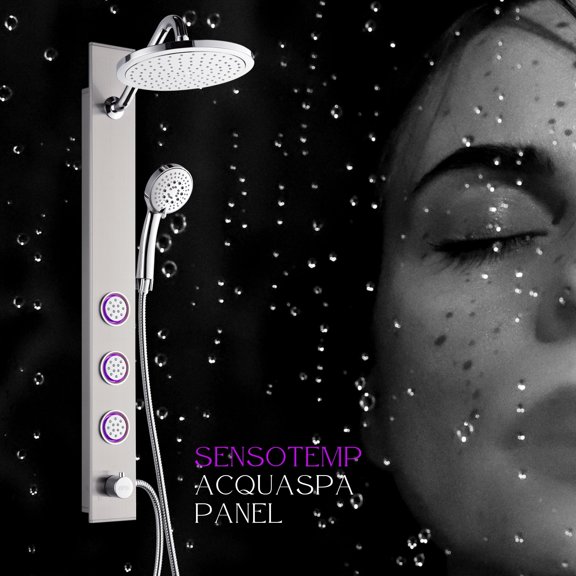 FORNO ACQUA Stainless Steel Shower Panel, 3 SensoTEMP LED Body Jets, 9 in. Rain Shower Head & 5-Function Handheld. 2.5GPM