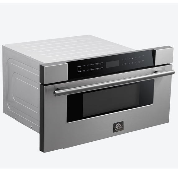 Forno Capoliveri 30-Inch Microwave Drawer, Stainless Steel, 1.2 cu.ft, 1500 Watts, Built-In, Touch Control LCD Display, Auto-Touch Open/Close, 11 Power Levels, Sensor Cooking