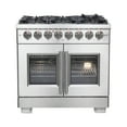 thumbnail image 1 of Forno Capriasca 36-Inch Freestanding French Door Dual Fuel Range, 6 Burners, True Convection Oven, 1 of 15