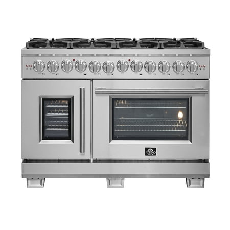 Forno Appliances - Capriasca 6.58 Cu. Ft. Freestanding Double Oven Dual Fuel Range with Left Oven Swing Door
