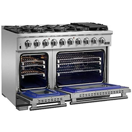 Forno Appliances - Capriasca Alta Qualita 6.58 Cu. Ft. Freestanding Double Oven Gas Range with Convection Ovens - Stainless Steel