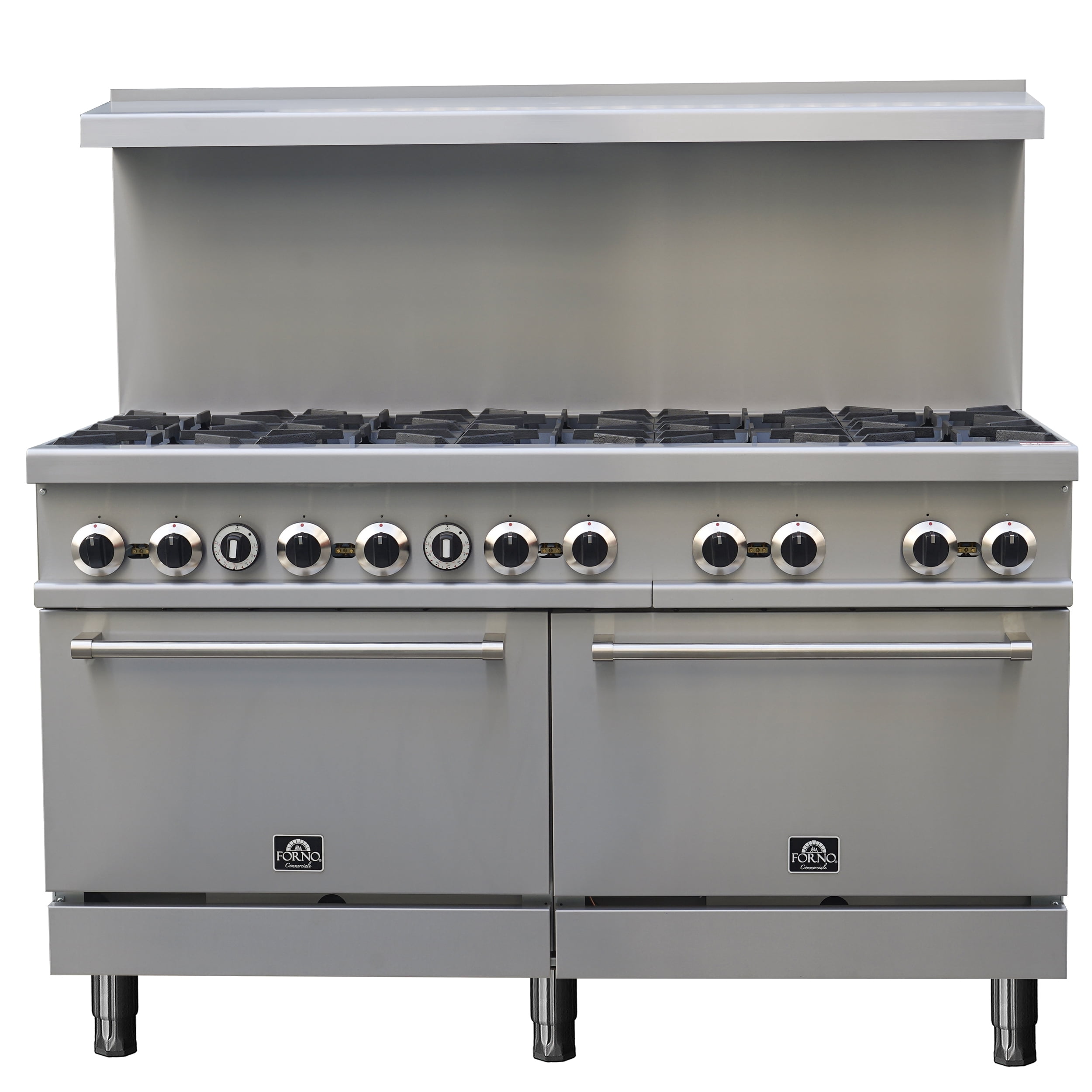Forno Commerciale 60 Inch Stainless Steel Gas Range, 10 Burners 300,000 ...