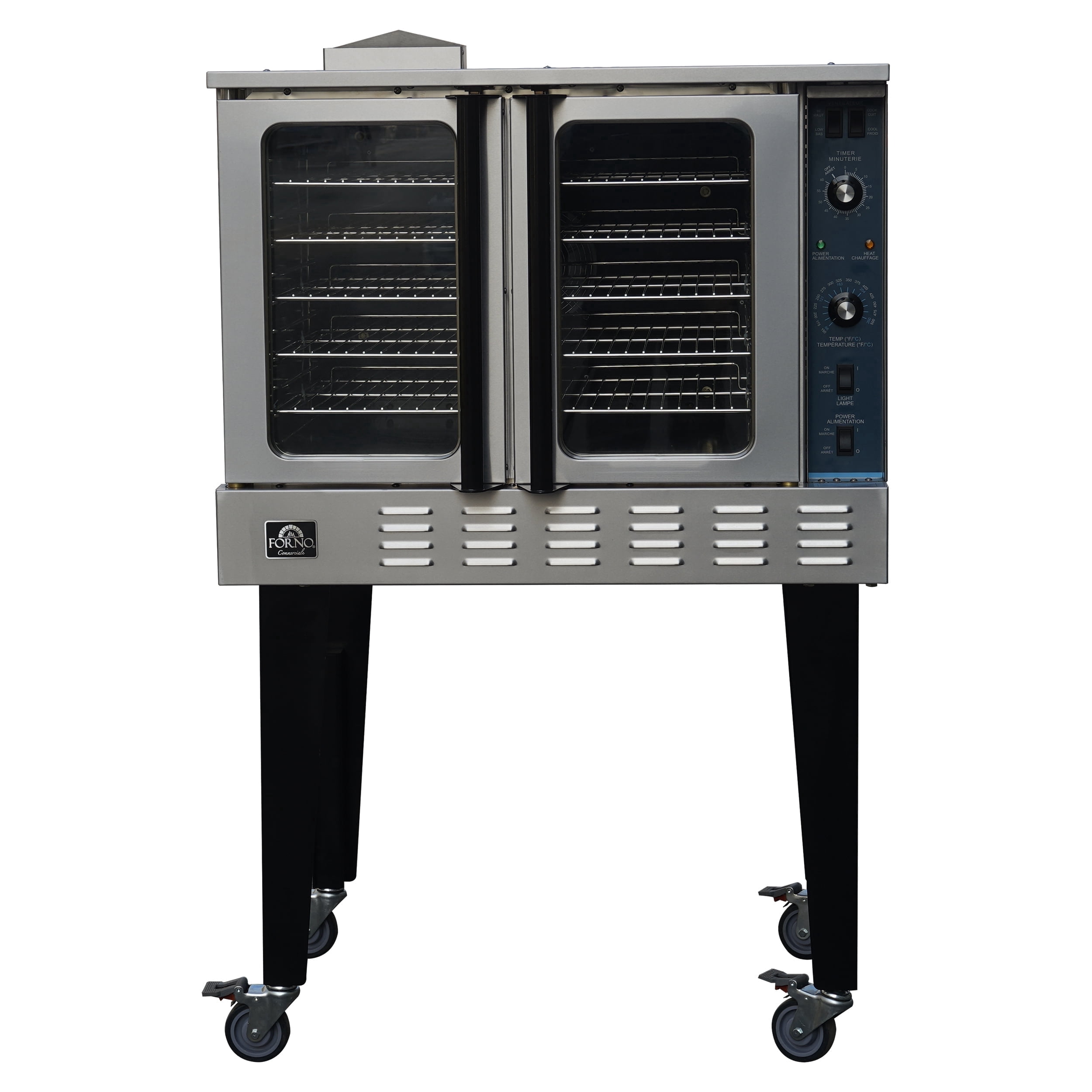 Forno Commerciale Convection Gas Oven, 3 burners 54,000 BTU, 150–500°F, stainless steel, NG/LP convertible