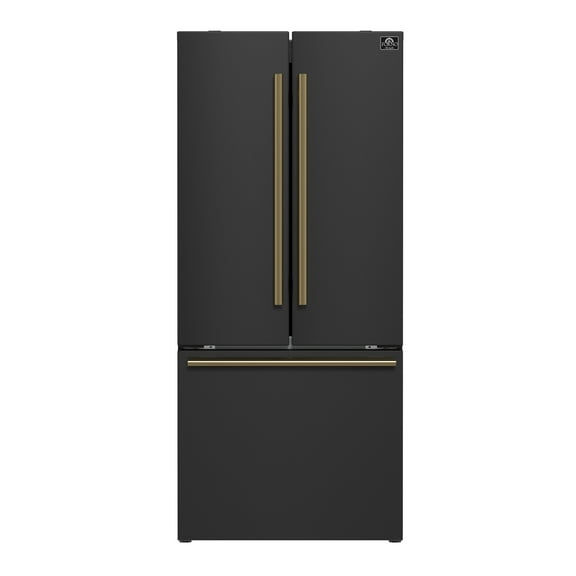 Forno Gallipoli Espresso 30-Inch Black French Door Refrigerator, Bottom Freezer, 17.5 Cu. Ft., No Frost, Ice Maker