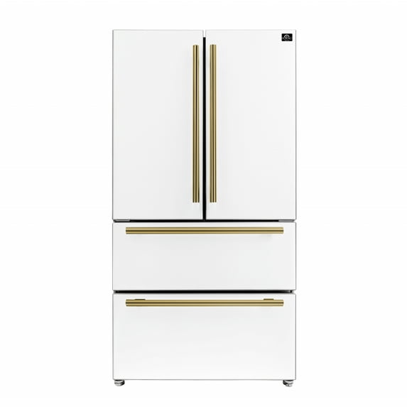 Forno Espresso Moena 36-inch French Door Refrigerator in White, 19.2 Cu.ft