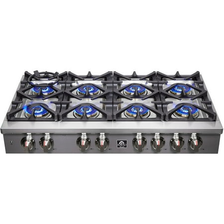 Forno Appliances - Spezia 48" Built-In Gas Cooktop with 8 Sealed Brass Burners and LP Conversion Kit