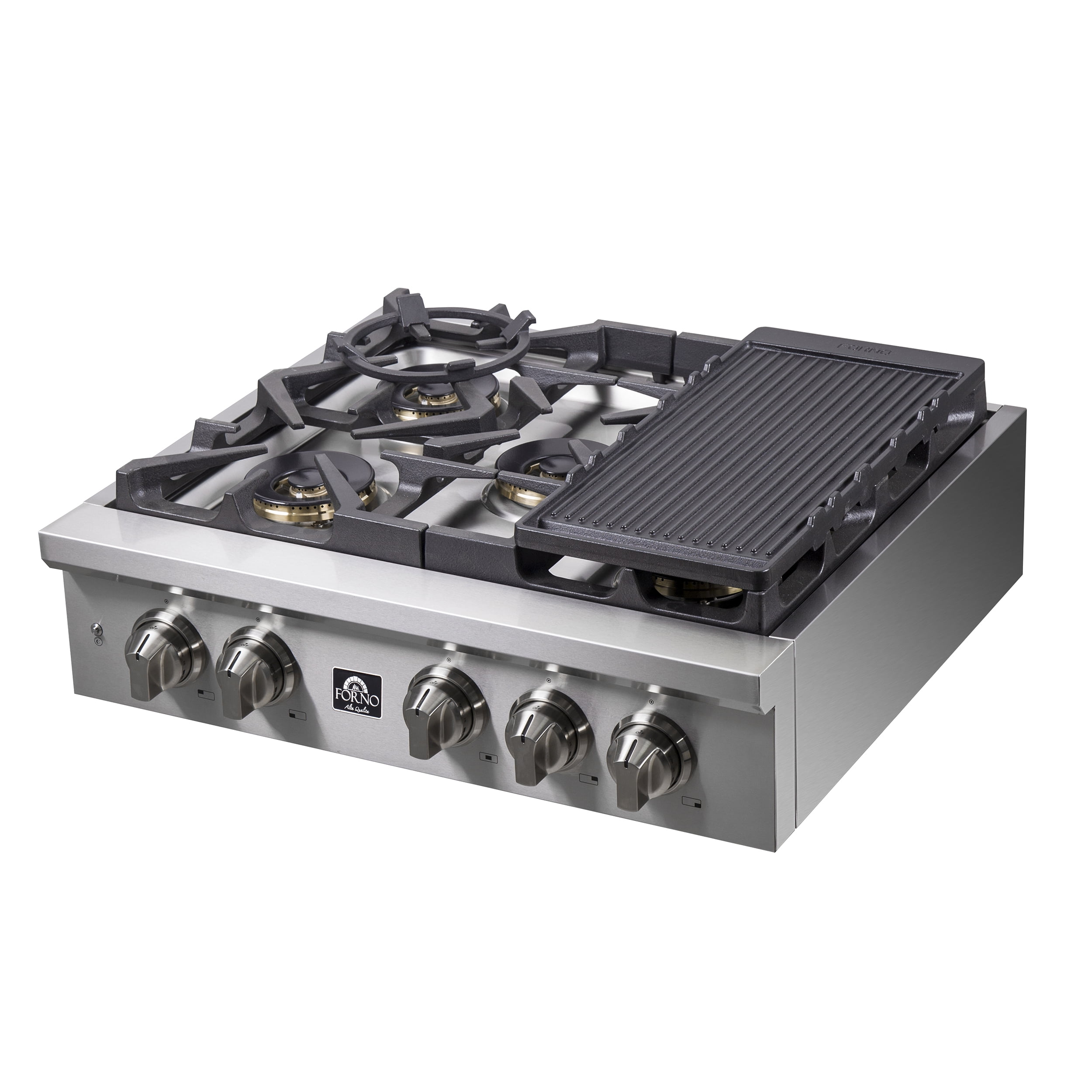 30-inch Stainless Steel 5 Burner Gas Cooktop with Cast Iron Grates